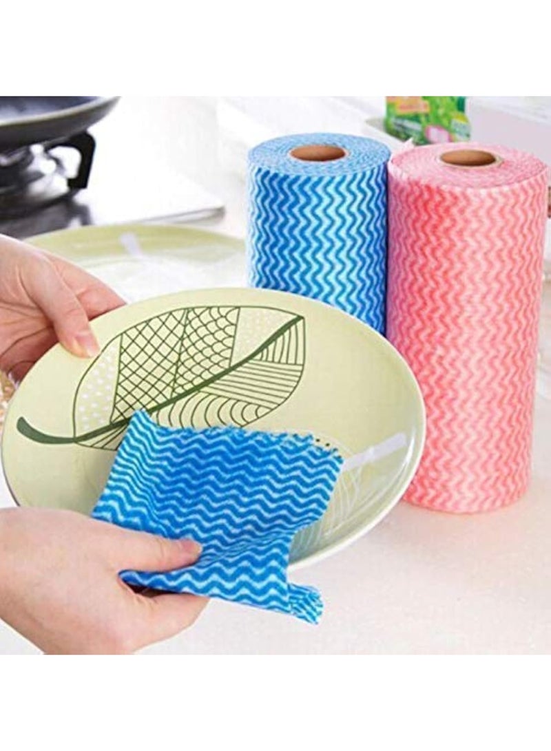 Spaceshoop 1 picaes Reusable Nonwoven Kitchen Wipe Towel Tissue Paper Roll Disposable Cleaning Towels Washable Multi-Purpose Dry Cleaning Roll Wipe Cloths & Tissue Paper for Cleaning Wipe Roll (50) - Image 1